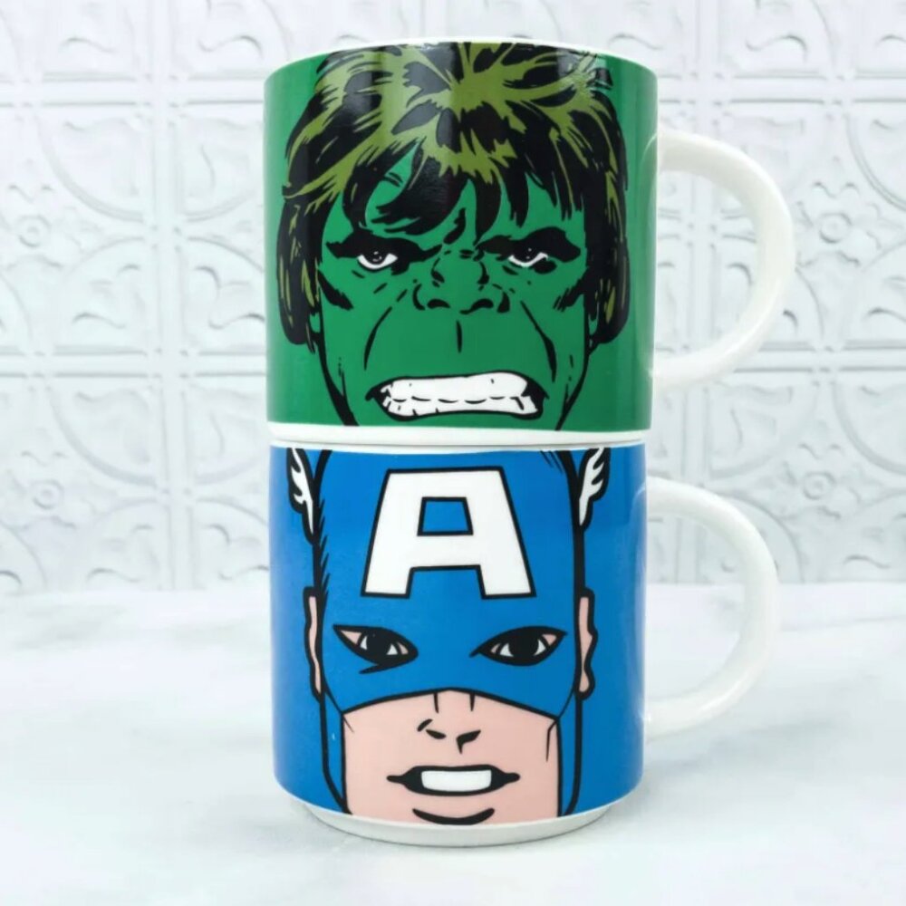 Loot Crate Marvel Stacking Ceramic Mug Set - Hulk and Captain America